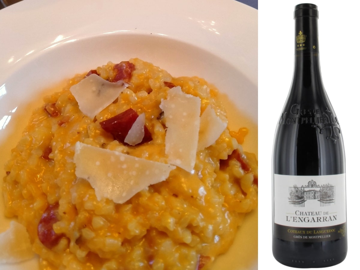 risotto chorizo vin rouge languedoc